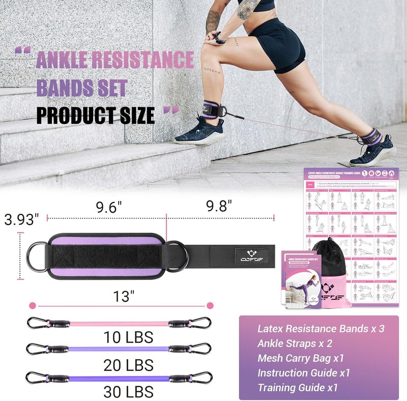 COFOF Ankle Resistance Bands with Cuffs, Ankle Bands for Working Out, Kickbacks Hip, Leg Glute Exercise Equipment with Training Poster, Resistance Workout Equipment for Women - Image 4